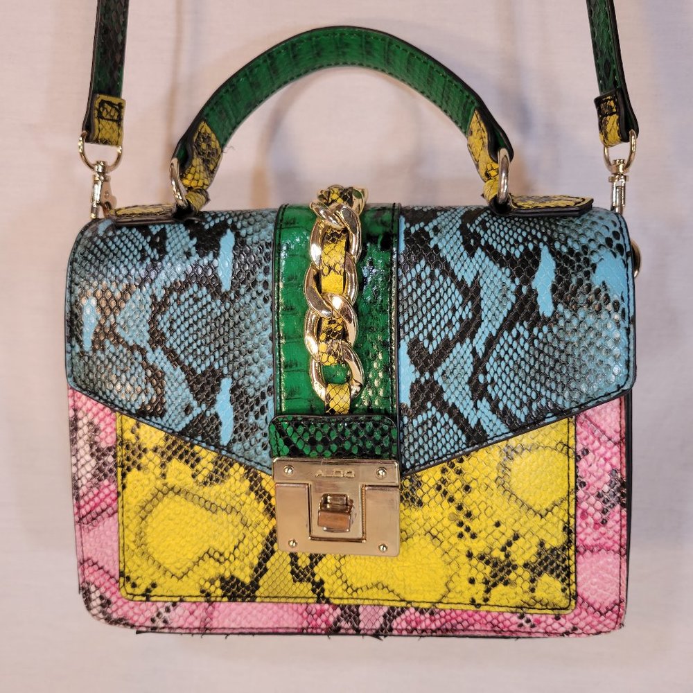 Aldo Snake Print Patchwork crossbody Bag Purse